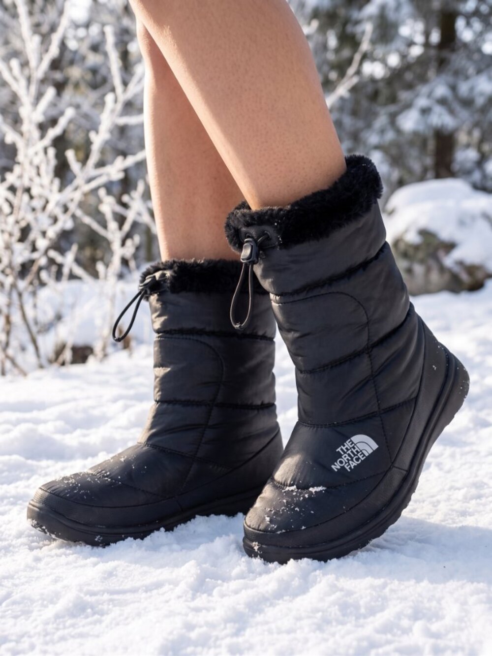 The North Face Nuptse black goose down insulated quilted winter boots